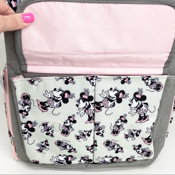 Disney Mickey Mouse 14 Pocket Multi-piece Backpack Diaper Bag Pink Gray 🌟NEW🌟 - Picture 6 of 16